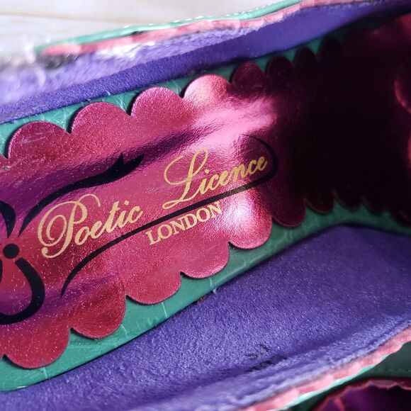 Rare! Poetic License Lux Loafer Block Heel Round Toe Pumps Size 8 Green/Pink - Picture 13 of 16